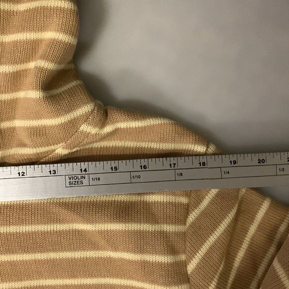 POL Tan Cream Striped Full Zip Front Long Sleeve Drawstring Hoodie Size S - Picture 10 of 13